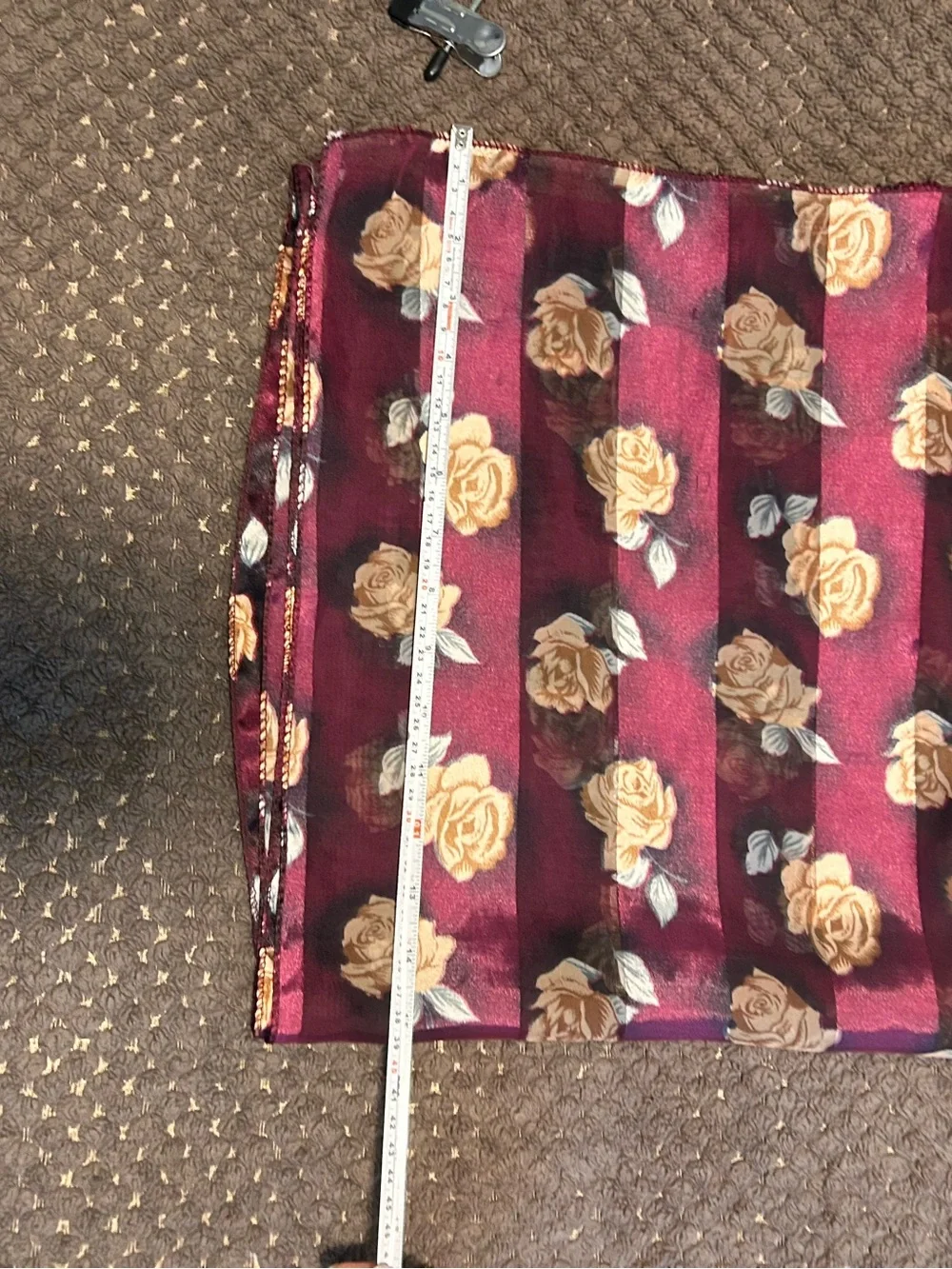 Sheer Floral Scarf - Burgundy and Beige